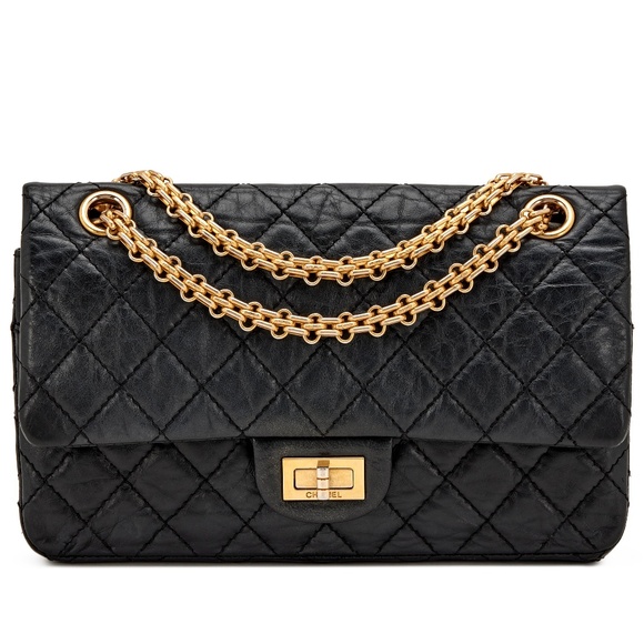Chanel Reissue 2.55 Double Flap Bag Quilted Aged Lambskin Black - Picture 1 of 6